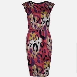 DVF Silk Revelry Multicolored Animal Print Dress Sz 10